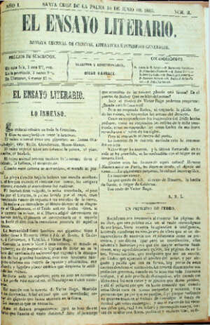 El Ensayo Literario  Revista decenal de ciencias, literartura e intereses generales. -Ao I,nmero II, 10 de Junio de 1885