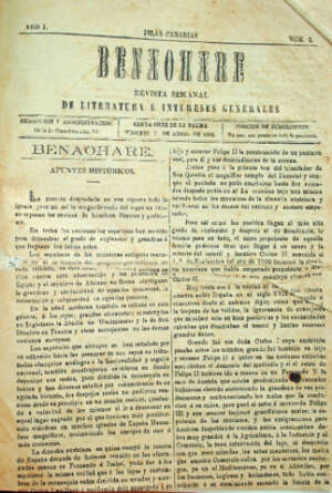 Benaohare  Revista semanal de literatura e intereses generales. -Ao I, nmero 2, 20 abril de 1893-