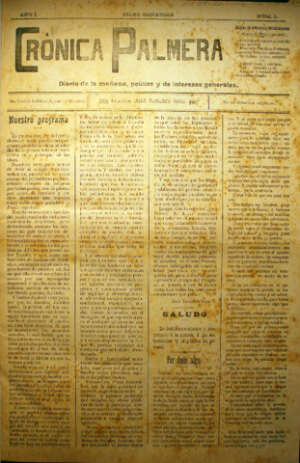 Crnica Palmera  Diario de la maana, poltico y de intereses generales. -Ao I, nmero 125, 2 de Enero de 1904