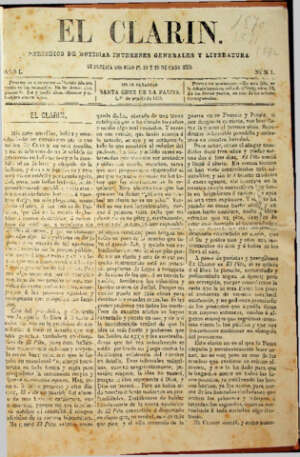El Clarn  Periodico de noticias, intereses generales y literatura. -Ao 1, nmero 1, 1 de Agostro de 1870