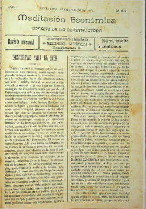 Meditacin Econmica  Revista mensual rgano de la Constructora. -