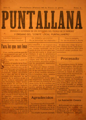 Puntallana  Peridico defensor de los intereses del pueblo de su nombre. Y rgano del `Comit local Puntallanero`. -