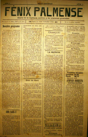 Fnix Palmense  Diario de la maana, poltico y de intereses generales.. -