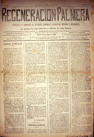 Regeneracin Palmera  Peridico bisemanal de interes generales, literatura, noticias e informacin. -