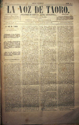 La Voz de Taoro  Periodico de ciencias, arte, literatura e intereses generales.. -